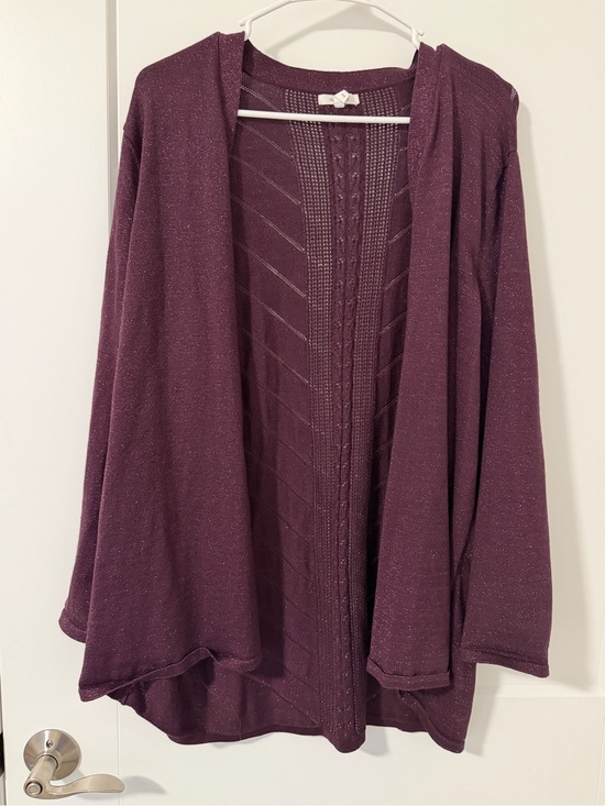 Maurices Sweaters - Maurices Plum Open-Front Knit Cardigan with Subtle Sparkle